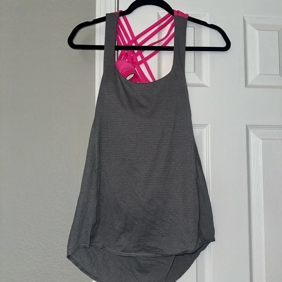 Lululemon Athletica Pink and Gray Backless Tank Top - Picture 6 of 9